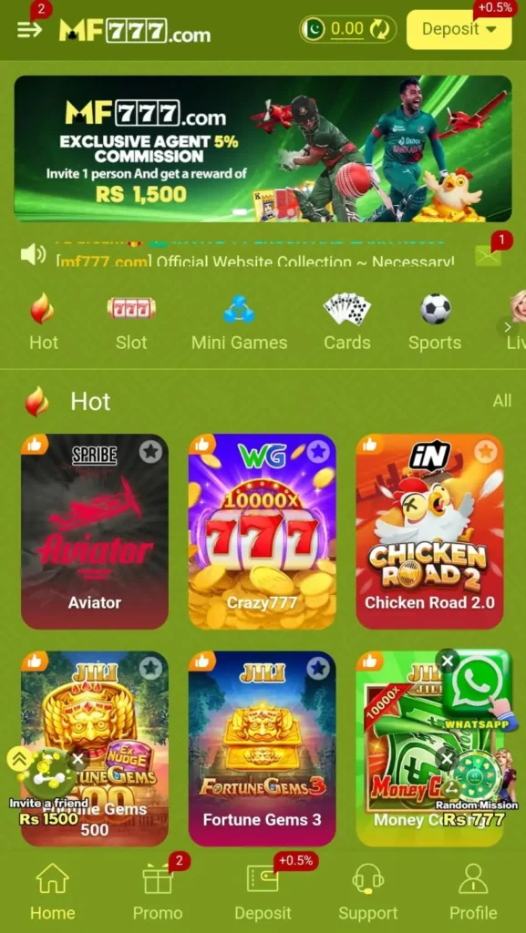 MF777 Game App Interface