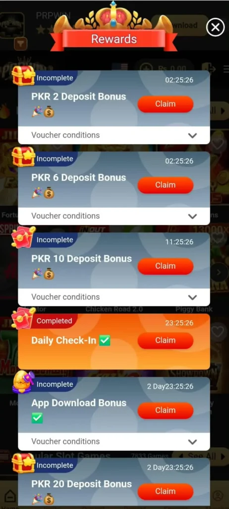 Prpwin Game rewards